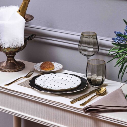 Set calici vetro grigio profilo oro