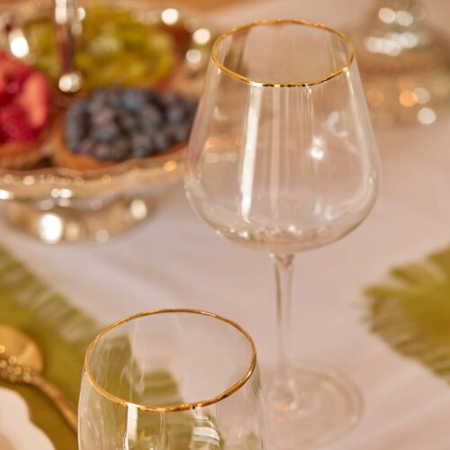 Set calici vetro profilo oro