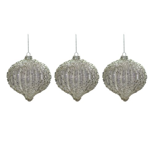 Set 3 addobbi in vetro a forma di Cipolla 10 cm