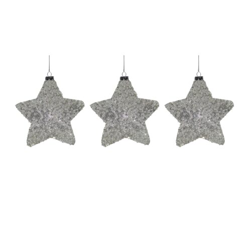 Set 3 addobbi Stelle in vetro con perline