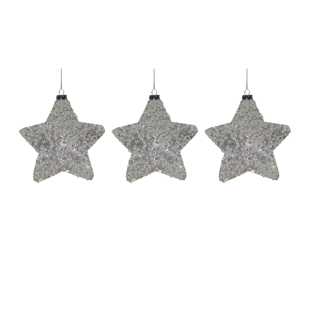 Set 3 addobbi Stelle in vetro con perline