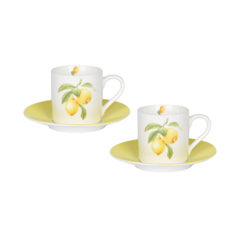 Set 8pz Caffè Capri con dipinto limoni composto da: 4pz TAZZINE + 4pz PIATTINI