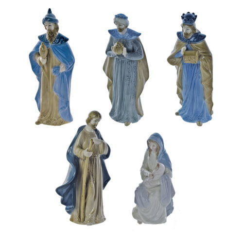 Set 5pz presepe: bimbo tra le braccia della madre+ Giuseppe e 3 Re magi