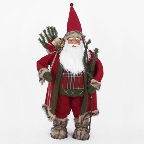 Babbo Natale in piedi con sacco portadoni, in poliresina