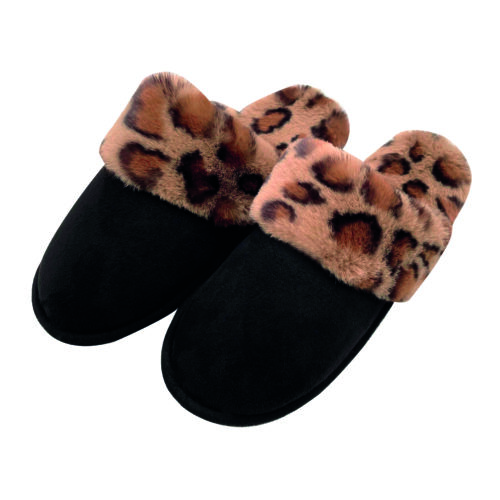 Pantofole donna antiscivolo con pelliccia leopardata