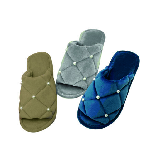 Pantofole donna antiscivolo con perle applicate