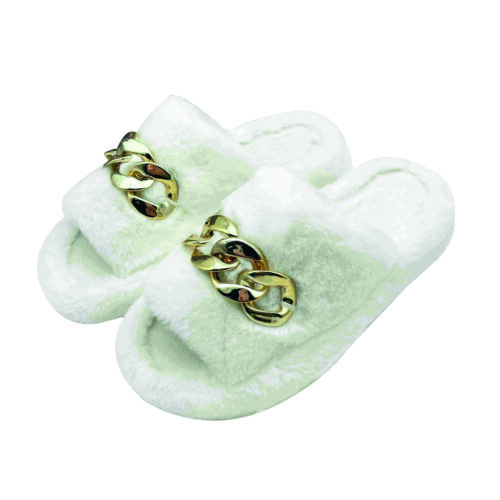 Pantofole donna antiscivolo, con catena in oro