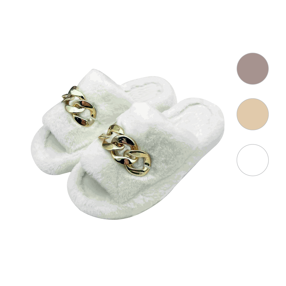 Pantofole donna antiscivolo, con catena in oro - Image 2